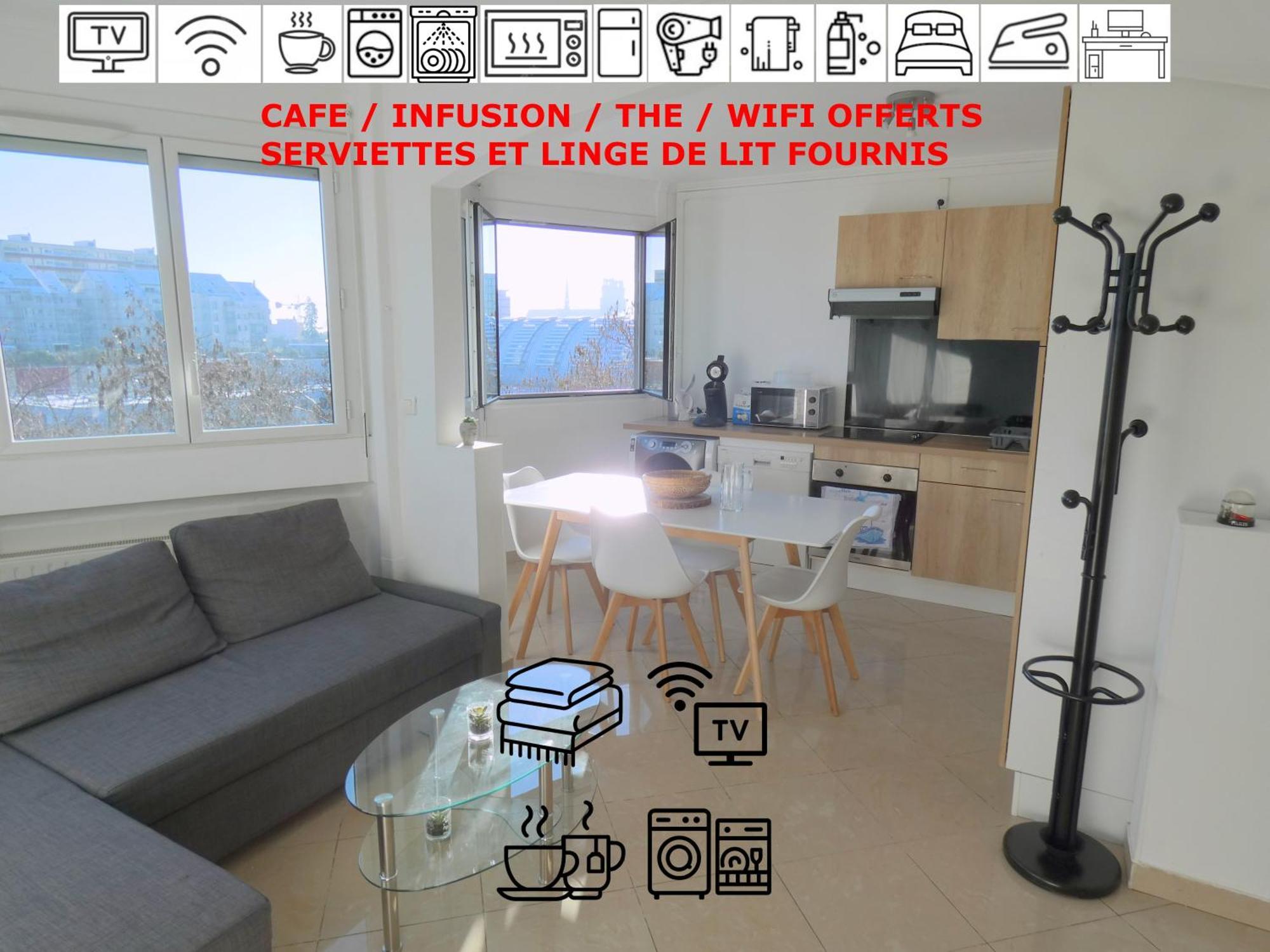 37m2 Lumineux Face Gare Sncf, Wifi Et Cafe Et The Offerts Appartement *